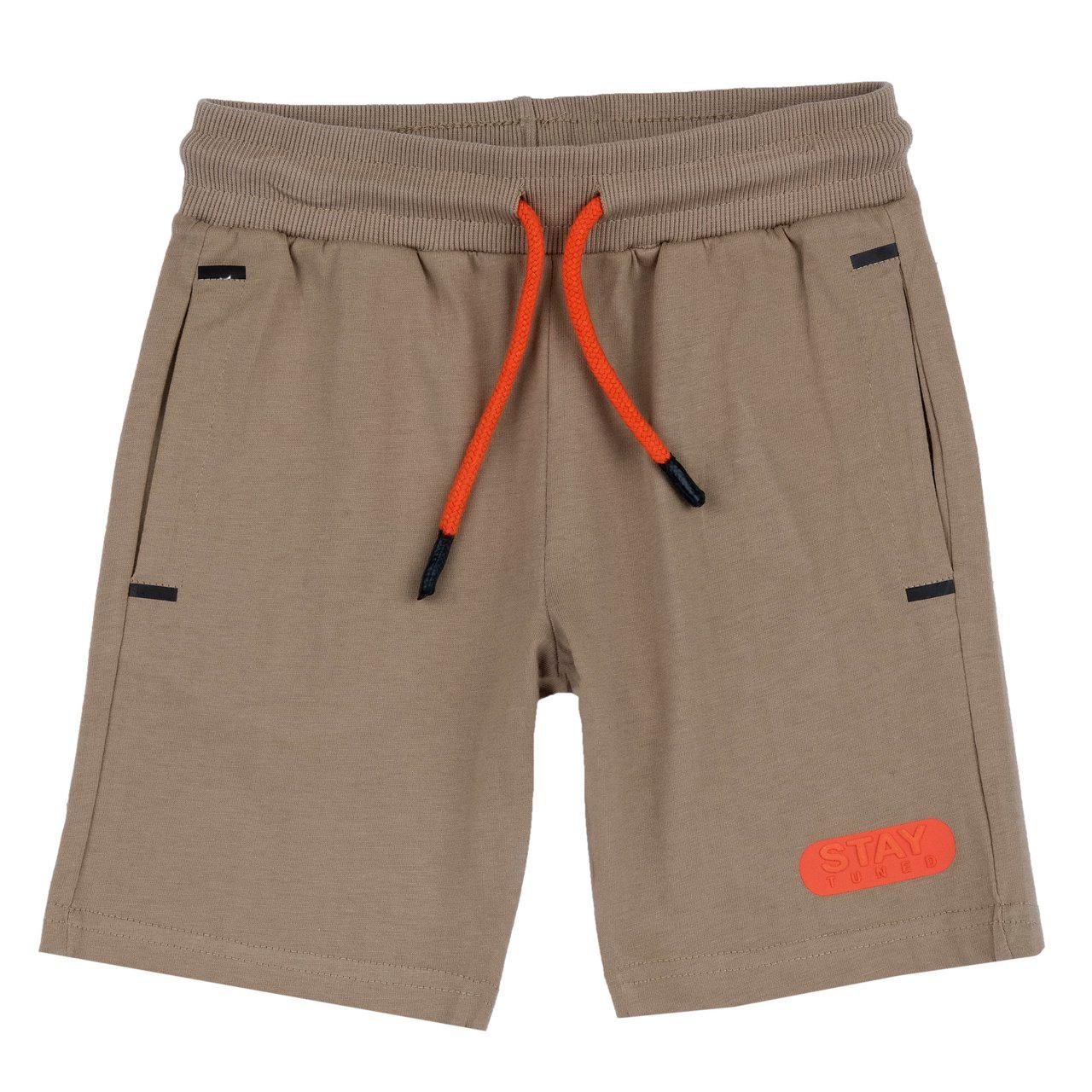 Pantaloni corti verdi in jersey di cotone sostenibile Chicco per bambino, con vita elasticizzata, cordino regolabile e tasche laterali con stampa effetto rilievo. | Chicco