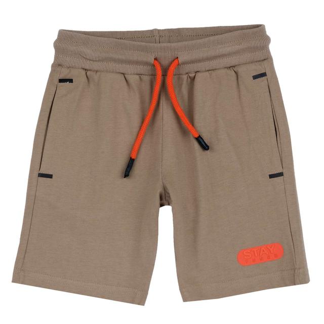 Pantaloni corti verdi in jersey di cotone sostenibile Chicco per bambino, con vita elasticizzata, cordino regolabile e tasche laterali con stampa effetto rilievo. | Chicco