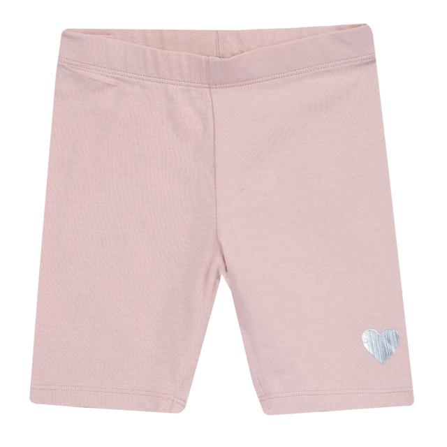 Pantaloni corti ciclista rosa in jersey elasticizzato per bambina Chicco con vita elasticizzata e cuoricino stampato lucido. | Chicco