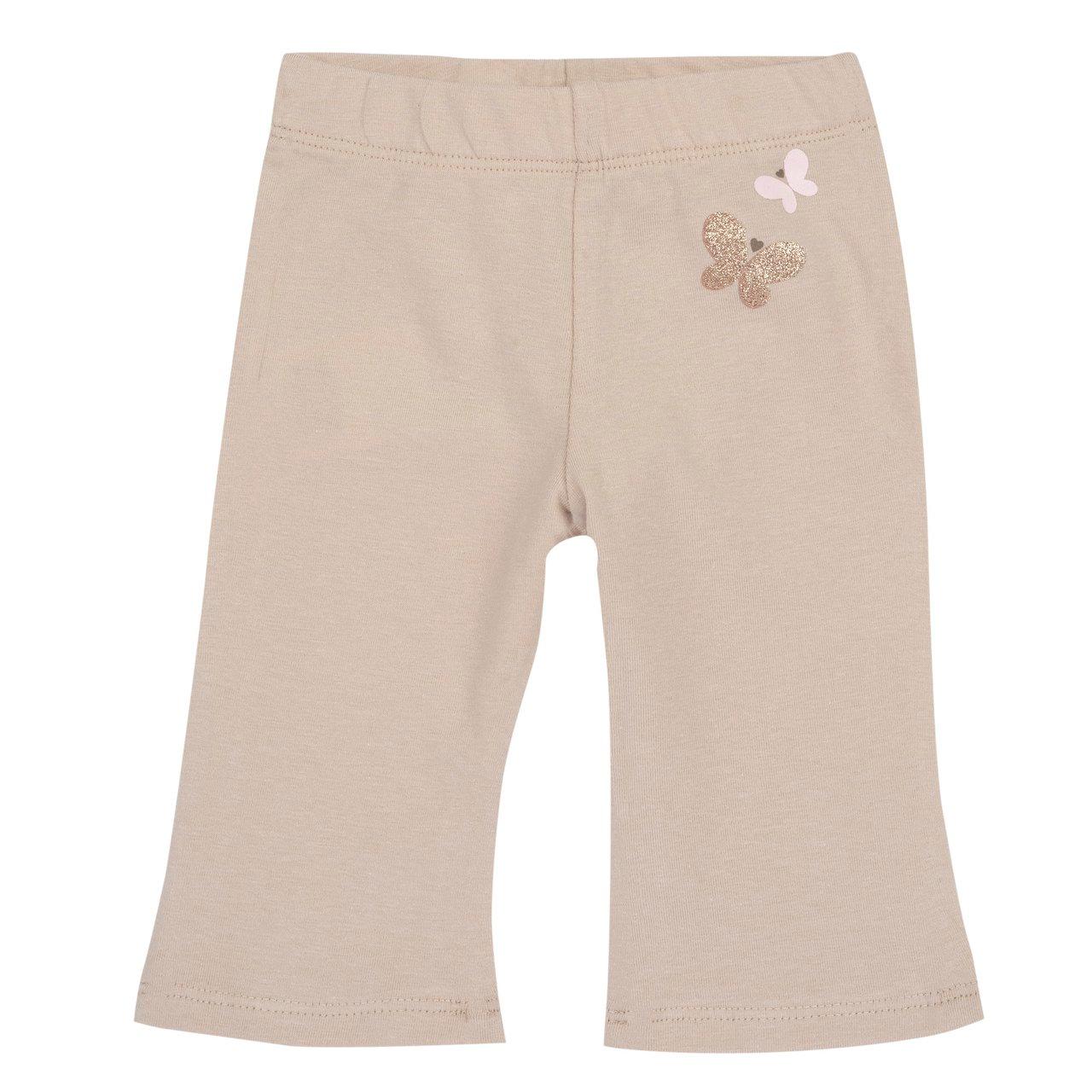 Leggings a zampa bianchi per bambina Chicco con microstampa di farfalle, vita elasticizzata e composizione in cotone sostenibile. | Chicco
