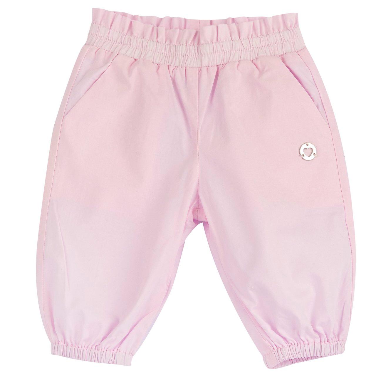 Pantaloni lunghi rosa in cotone sostenibile Oeko-Tex per bambina Chicco con vita elasticizzata e dettagli eleganti. | Chicco