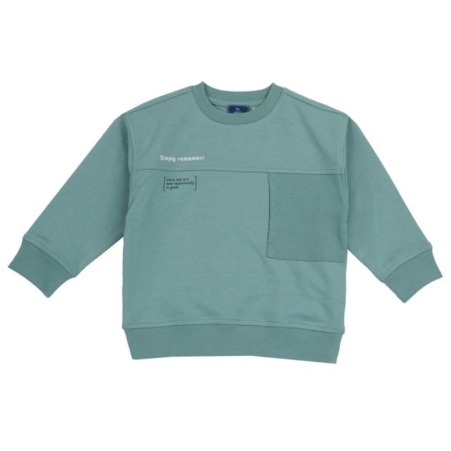 Felpa girocollo unisex Chicco rosa in morbido misto cotone sostenibile con tasca a coste e stampa a rilievo, ideale per primavera/estate. | Chicco