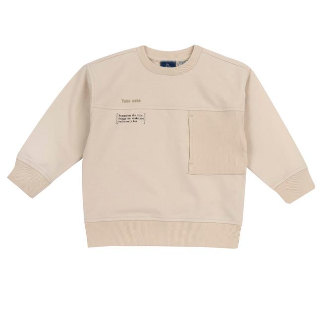 Felpa girocollo unisex Chicco rosa in morbido misto cotone sostenibile con tasca a coste e stampa a rilievo, ideale per primavera/estate. | Chicco