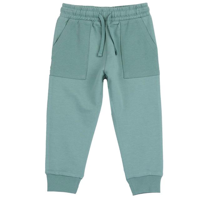 Pantaloni lunghi rosa in felpa di misto cotone biologico Chicco, modello unisex con vestibilità baggy fit, vita elasticizzata e tasche frontali. | Chicco