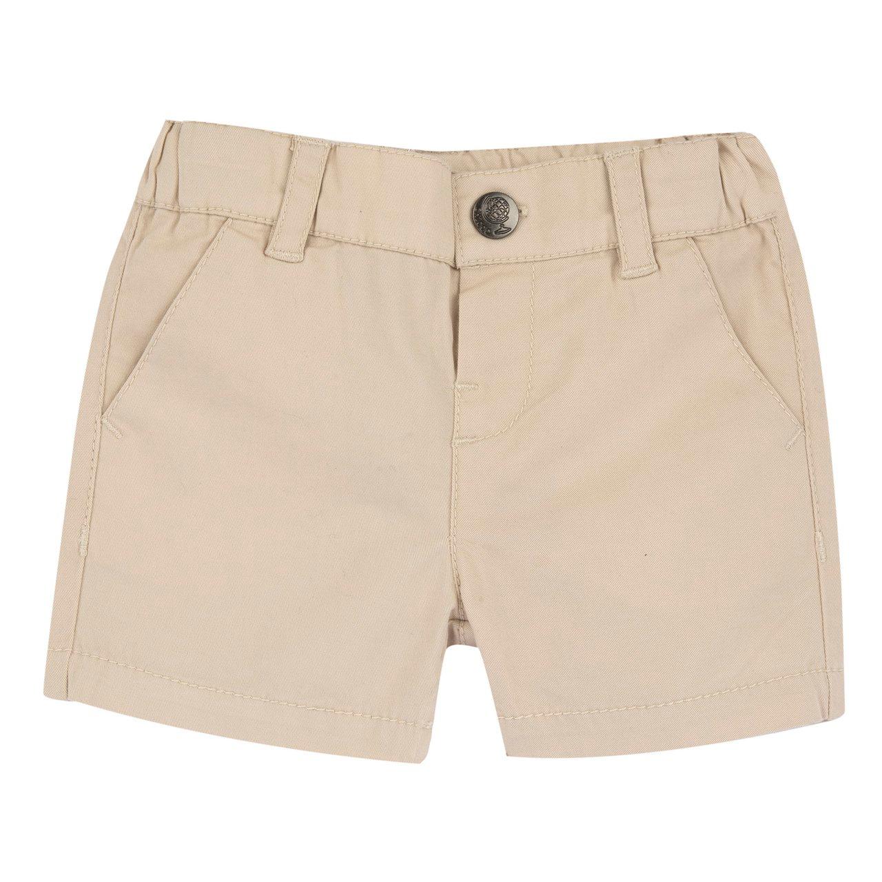 Pantaloni corti bianchi in twill di cotone sostenibile Chicco per bambino, con elastico regolabile in vita e bottone automatico. | Chicco
