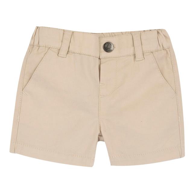 Pantaloni corti bianchi in twill di cotone sostenibile Chicco per bambino, con elastico regolabile in vita e bottone automatico. | Chicco