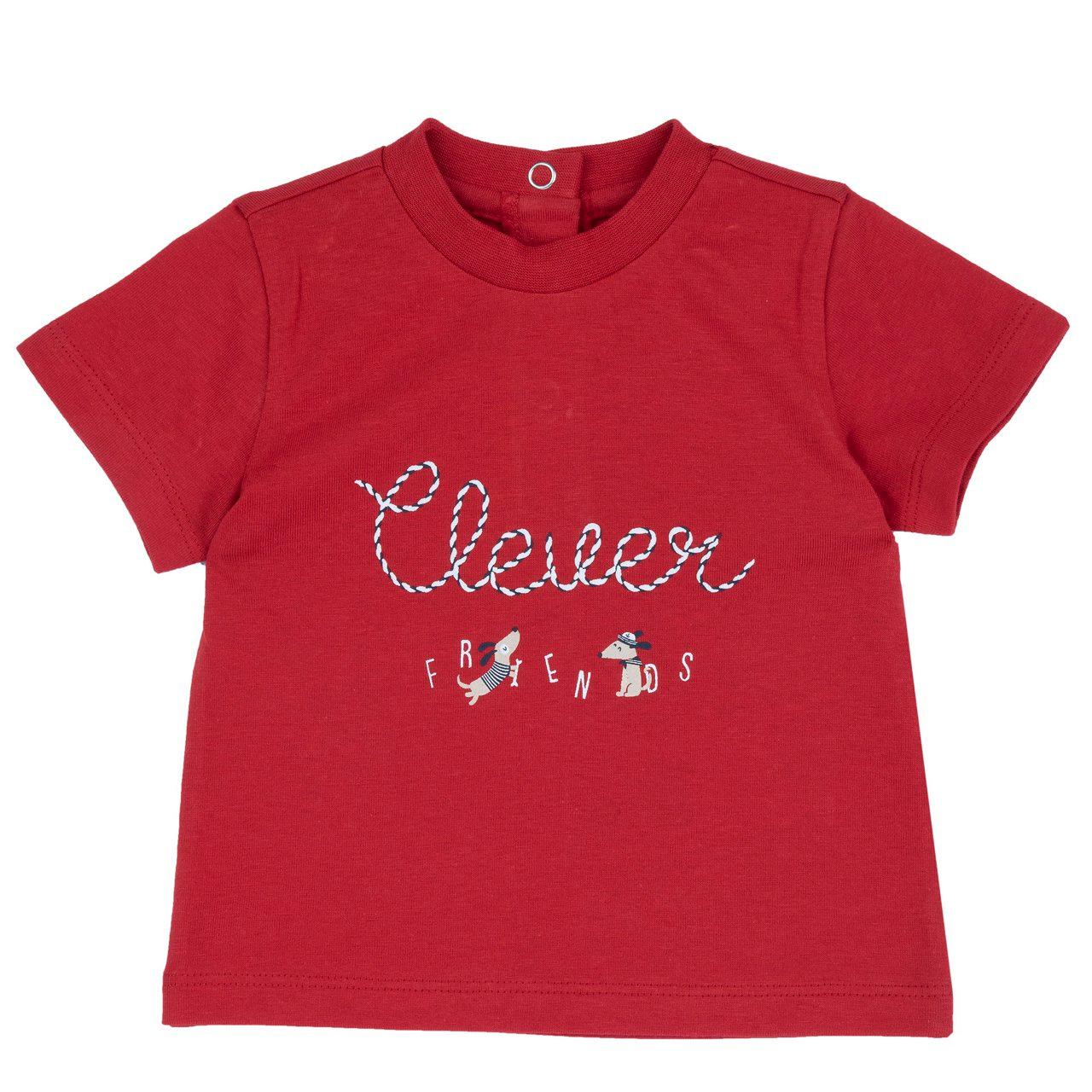 Maglietta a manica corta bianca in cotone sostenibile Chicco per bambino con stampa di cagnolino, certificata Oeko-Tex. | Chicco