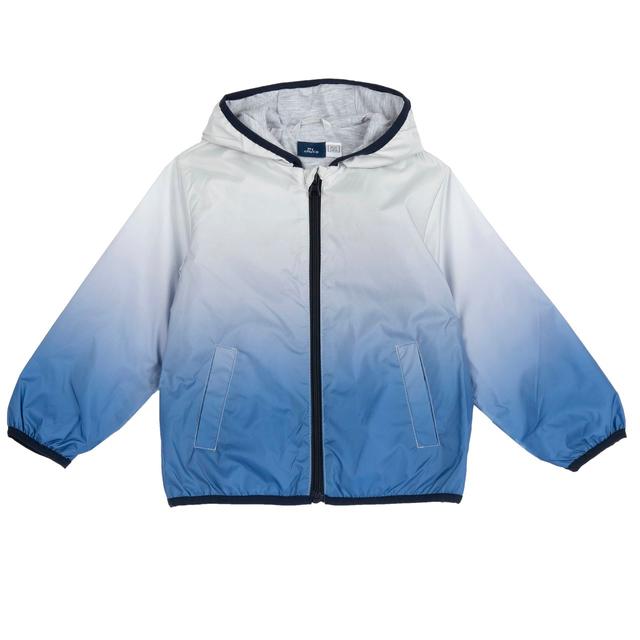 Giubbino antivento Chicco per bambino con stampa dinosauro su sfondo verde, realizzato in tessuto tecnico riciclato impermeabile. | Chicco