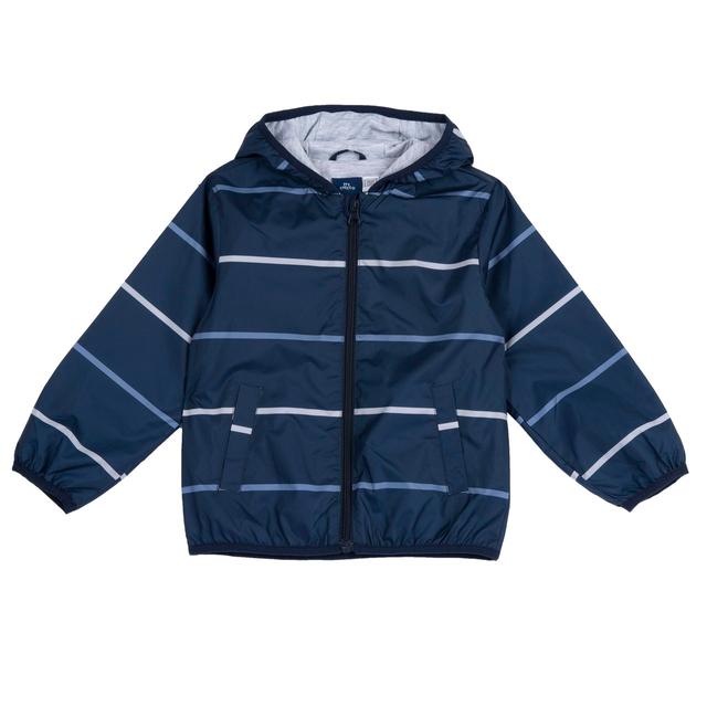 Giubbino antivento per bambino Chicco con vivace stampa dinosauro su sfondo verde, realizzato in tessuto tecnico riciclato impermeabile. | Chicco