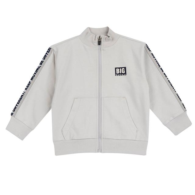 Felpa con zip azzurra in cotone sostenibile per bambino Chicco, con tasca a marsupio e stampa a rilievo sul petto. | Chicco