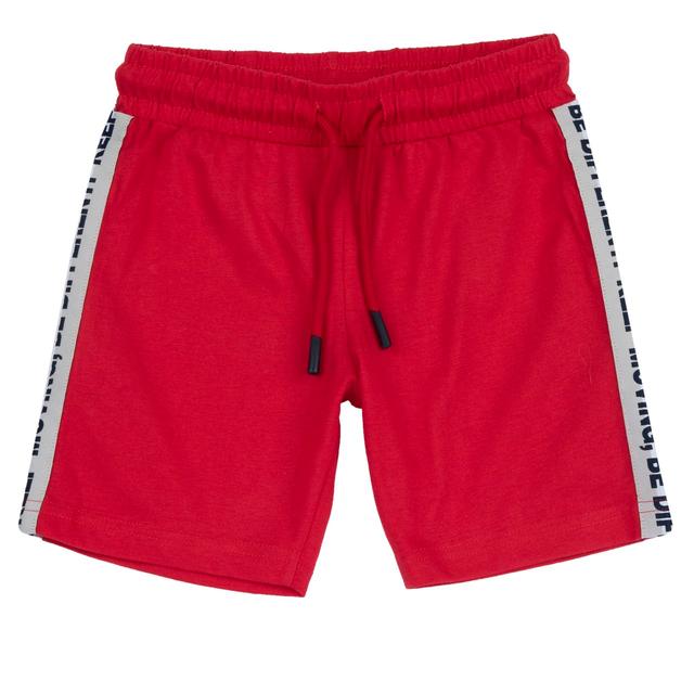 Pantaloni corti rossi in jersey di cotone sostenibile Chicco per bambino, con vita elasticizzata e cordino, nastro ricamato sui fianchi e tasca posteriore. | Chicco