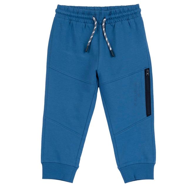 Pantaloni jogger lunghi rossi in cotone sostenibile Chicco per bambino, con vita elasticizzata, cordino, stampa a rilievo e tasca con zip sulla gamba. | Chicco