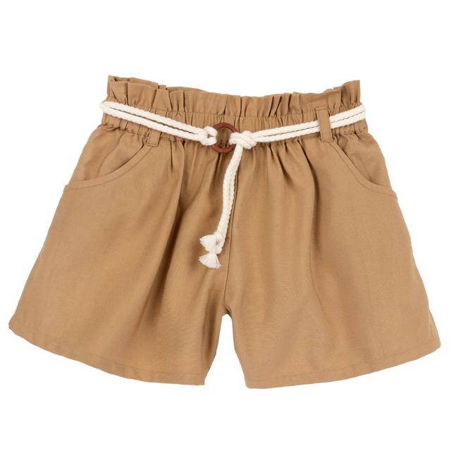 Pantaloni corti bianchi in twill Chicco per bambina con cintura in corda rimovibile e tasche frontali, ideali per primavera/estate. | Chicco