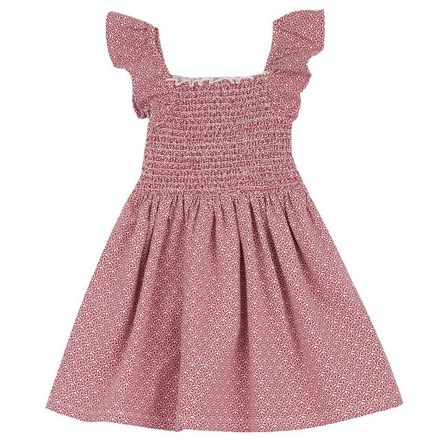 Vestito smanicato bianco per bambina Chicco con stampa fantasia geometrica in jersey elasticizzato, realizzato in cotone sostenibile certificato Oeko-Tex. | Chicco