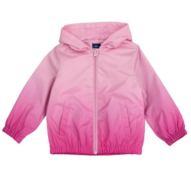 Giubbino antivento Chicco per bambina in tessuto tecnico riciclato rosa con stampa cuori tono su tono, cappuccio e cerniera. | Chicco