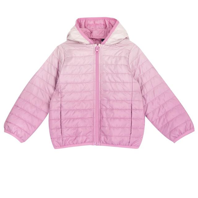 Giubbino imbottito bianco con cappuccio per bambina Chicco, trapuntato con stampa sfumata, tasche frontali e chiusura zip con para zip di sicurezza. | Chicco