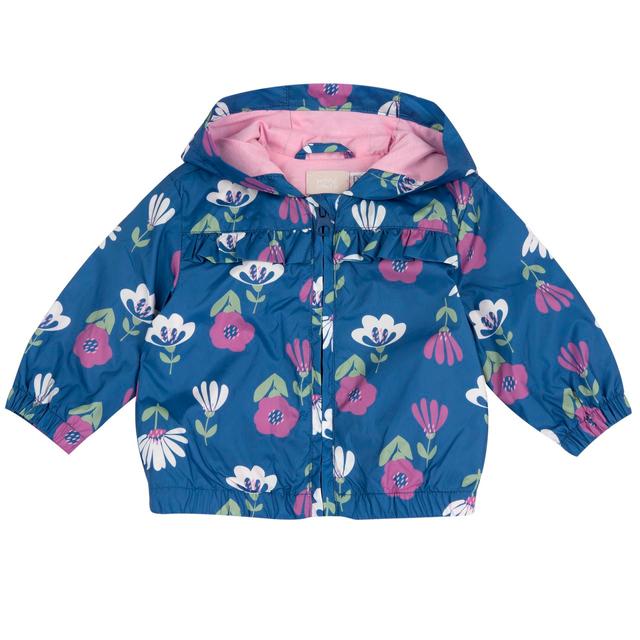 Giubbino antivento Chicco rosa metallizzato per bambina con stampa fantasia, dettagli rouches e trattamento impermeabile. | Chicco
