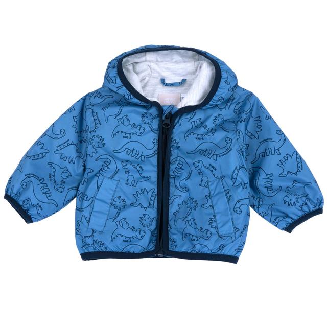Giubbino antivento Chicco per bambino con stampa fantasia di dinosauri su sfondo azzurro, ideale per primavera/estate. | Chicco
