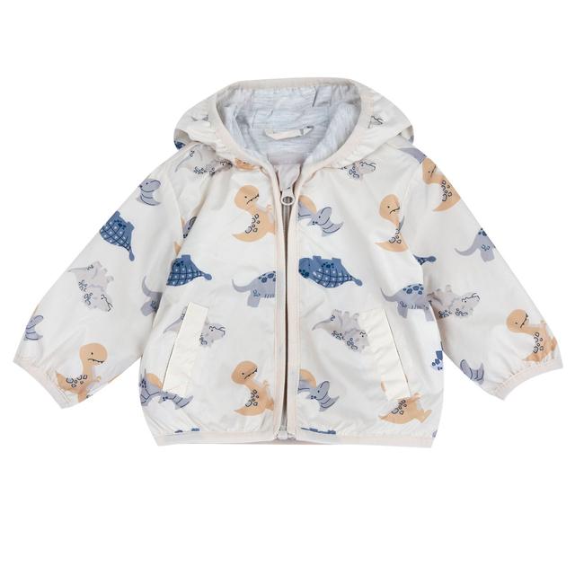 Giubbino antivento Chicco per bambino con stampa fantasia di dinosauri su sfondo azzurro, ideale per primavera/estate. | Chicco