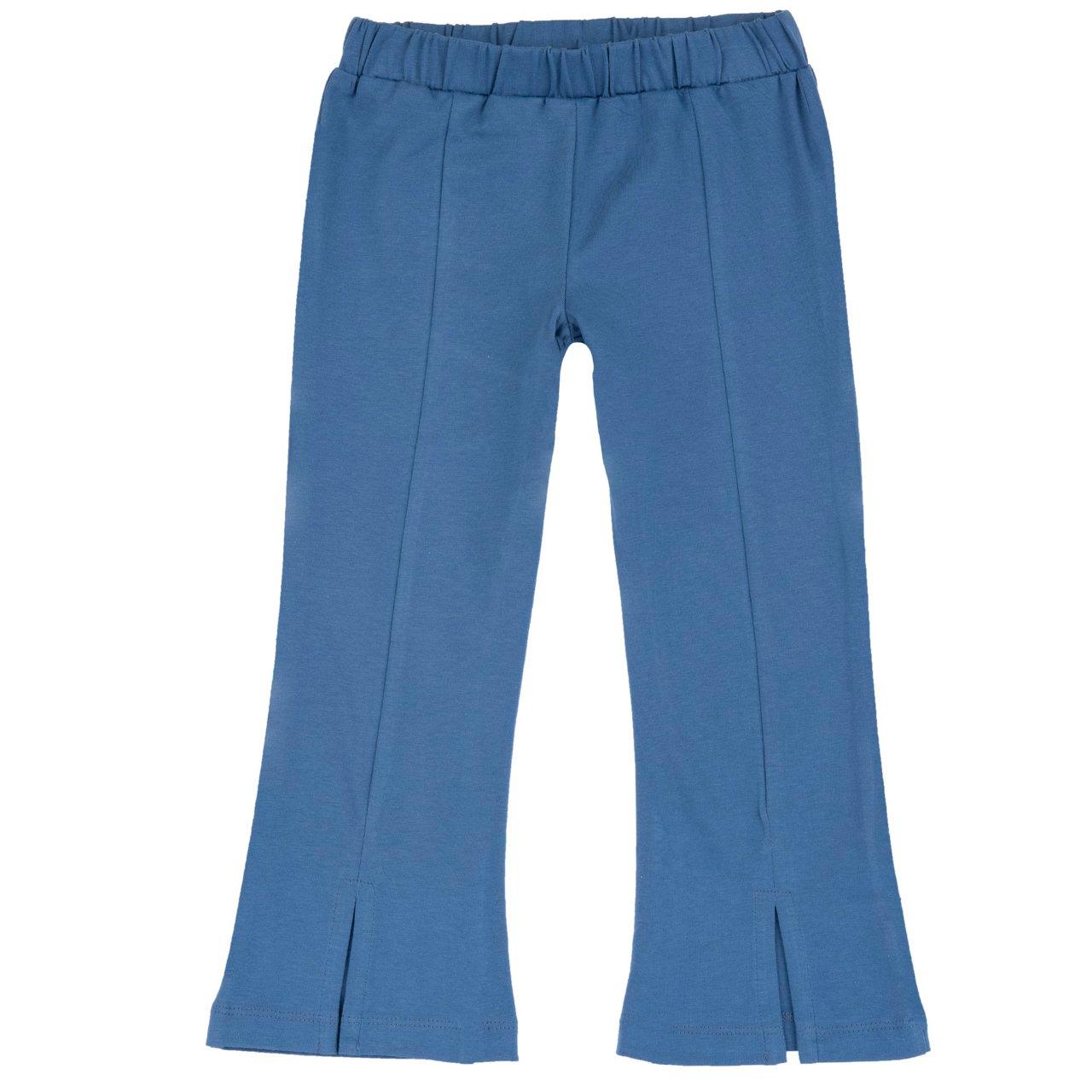 Leggings svasati blu in morbido jersey elasticizzato per bambina del marchio Chicco, con vita elasticizzata e spacchetto al fondo. | Chicco