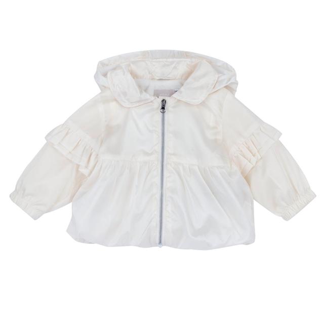 Giubbino foderato bianco Chicco per bambina, con cappuccio staccabile e zip argento, ideale per primavera ed estate. | Chicco