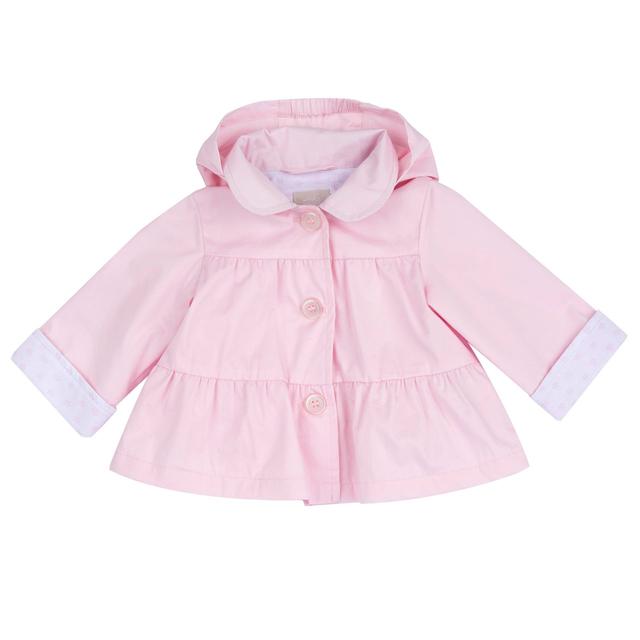 Giubbino foderato rosa Chicco per bambina con cappuccio rimovibile e fodera in jersey di cotone, dettagli floreali e bottoni effetto madreperla. | Chicco