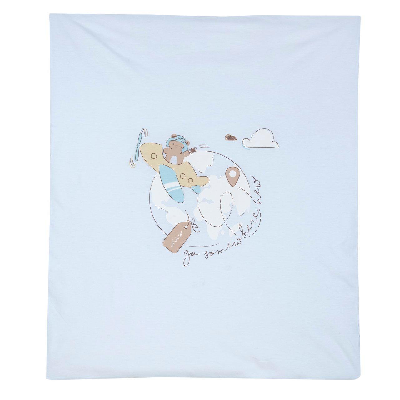 Coperta per carrozzina Chicco in cotone sostenibile Oeko-Tex, rosa con grafica stampata, dimensioni 80x64 cm, ideale per neonati. | Chicco