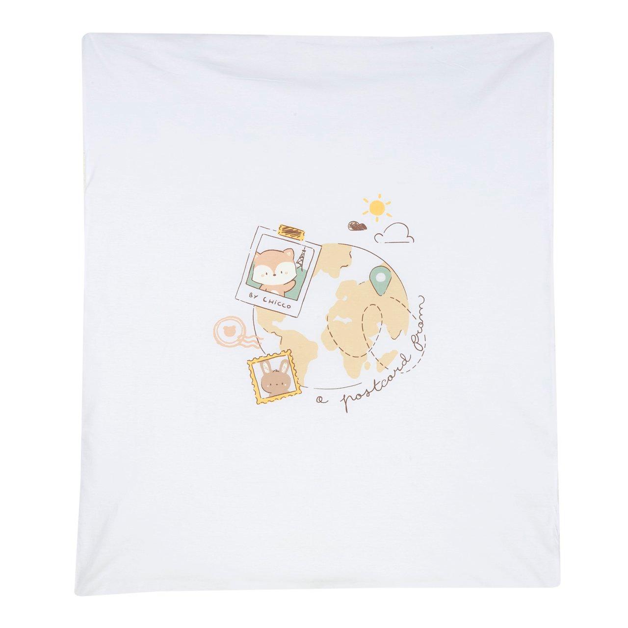 Coperta per carrozzina Chicco in cotone sostenibile Oeko-Tex, rosa con grafica stampata, dimensioni 80x64 cm, ideale per neonati. | Chicco