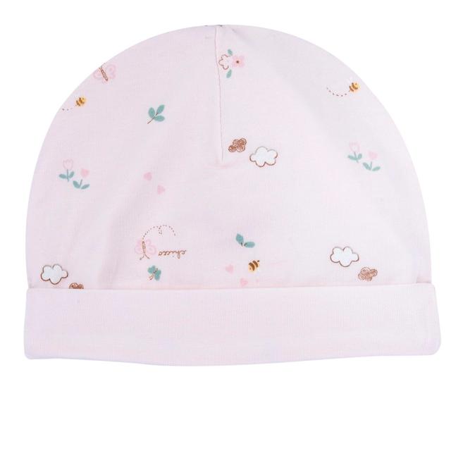Cappello con risvolto rosa in jersey di cotone elasticizzato per bambina, con stampa fantasia, certificato Oeko-Tex. | Chicco