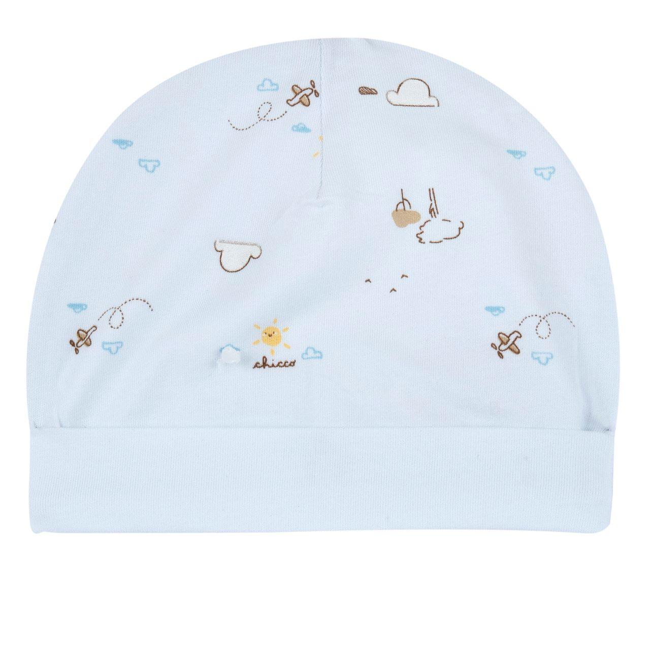 Cappello con risvolto rosa in jersey di cotone elasticizzato per bambina, con stampa fantasia, certificato Oeko-Tex. | Chicco