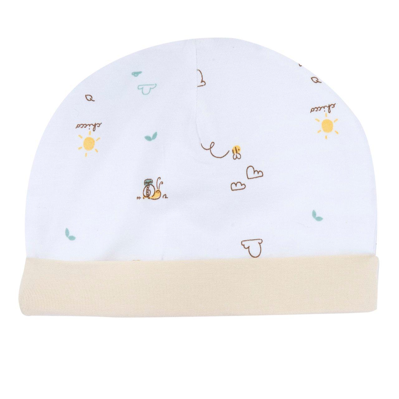Cappello con risvolto rosa in jersey di cotone elasticizzato per bambina, con stampa fantasia, certificato Oeko-Tex. | Chicco