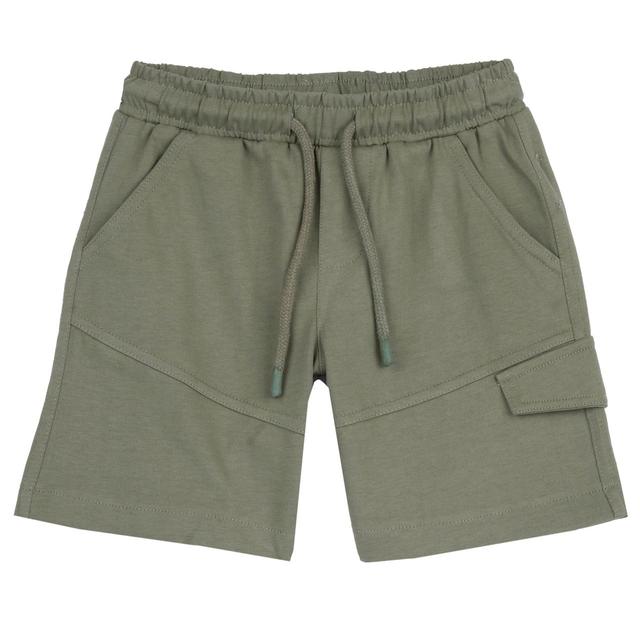 Pantaloni corti verdi in jersey di cotone sostenibile Chicco con vita elasticizzata e cordino regolabile, ideali per bambini in primavera/estate. | Chicco