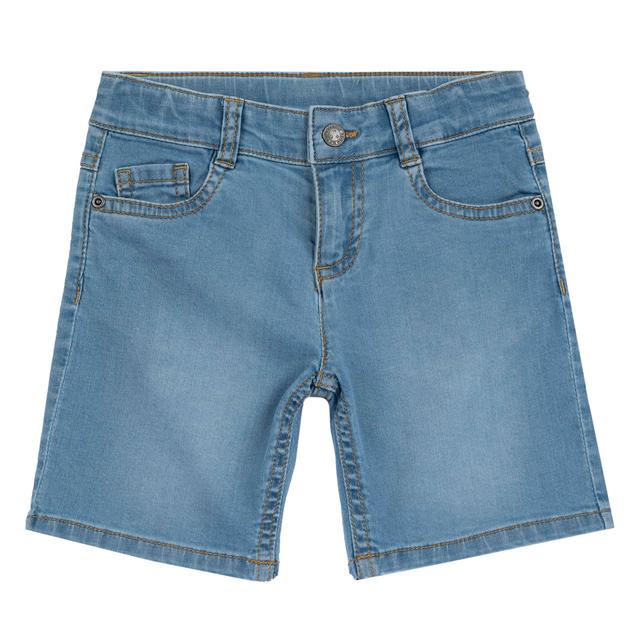 Pantaloni corti jeans azzurri elasticizzati Chicco per bambino, con vita regolabile e chiusura zip e bottone automatico. | Chicco
