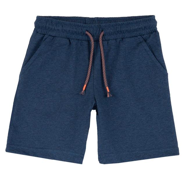 Pantaloni corti blu in jersey di cotone mélange per bambino Chicco con vita elasticizzata e cordino regolabile, ideali per la primavera/estate. | Chicco