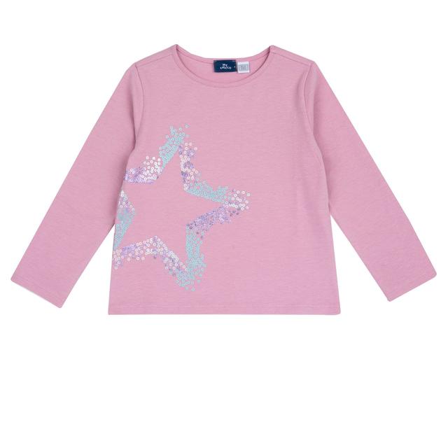 Maglietta a manica lunga viola in morbido jersey elasticizzato per bambina, della collezione Chicco, realizzata in cotone sostenibile certificato Oeko-Tex. | Chicco