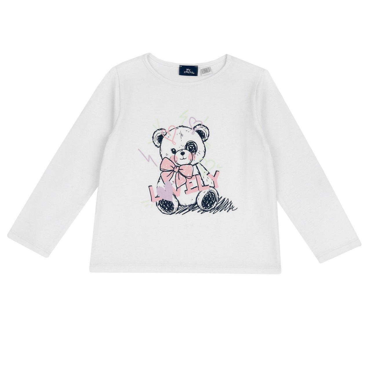Maglietta a manica lunga viola in morbido jersey elasticizzato per bambina, della collezione Chicco, realizzata in cotone sostenibile certificato Oeko-Tex. | Chicco