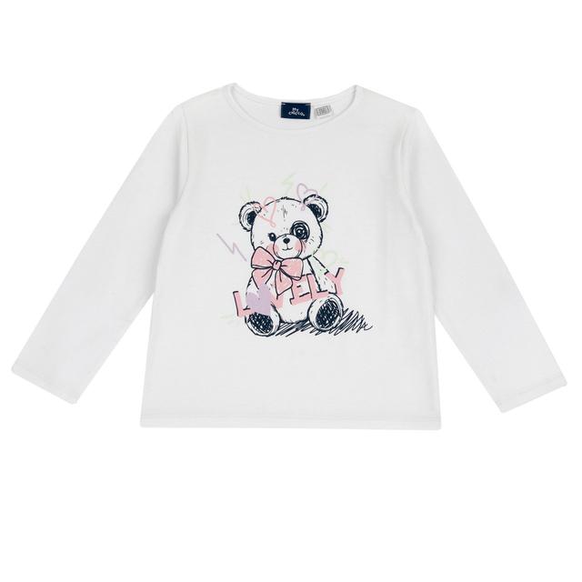 Maglietta a manica lunga viola in morbido jersey elasticizzato per bambina, della collezione Chicco, realizzata in cotone sostenibile certificato Oeko-Tex. | Chicco