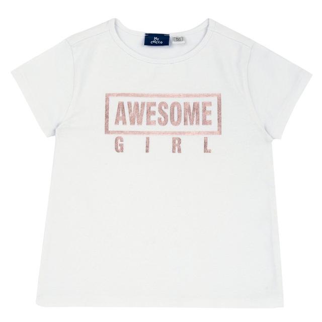 Maglietta manica corta viola per bambina Chicco con stampa unicorno glitterato, in cotone sostenibile Oeko-Tex. | Chicco