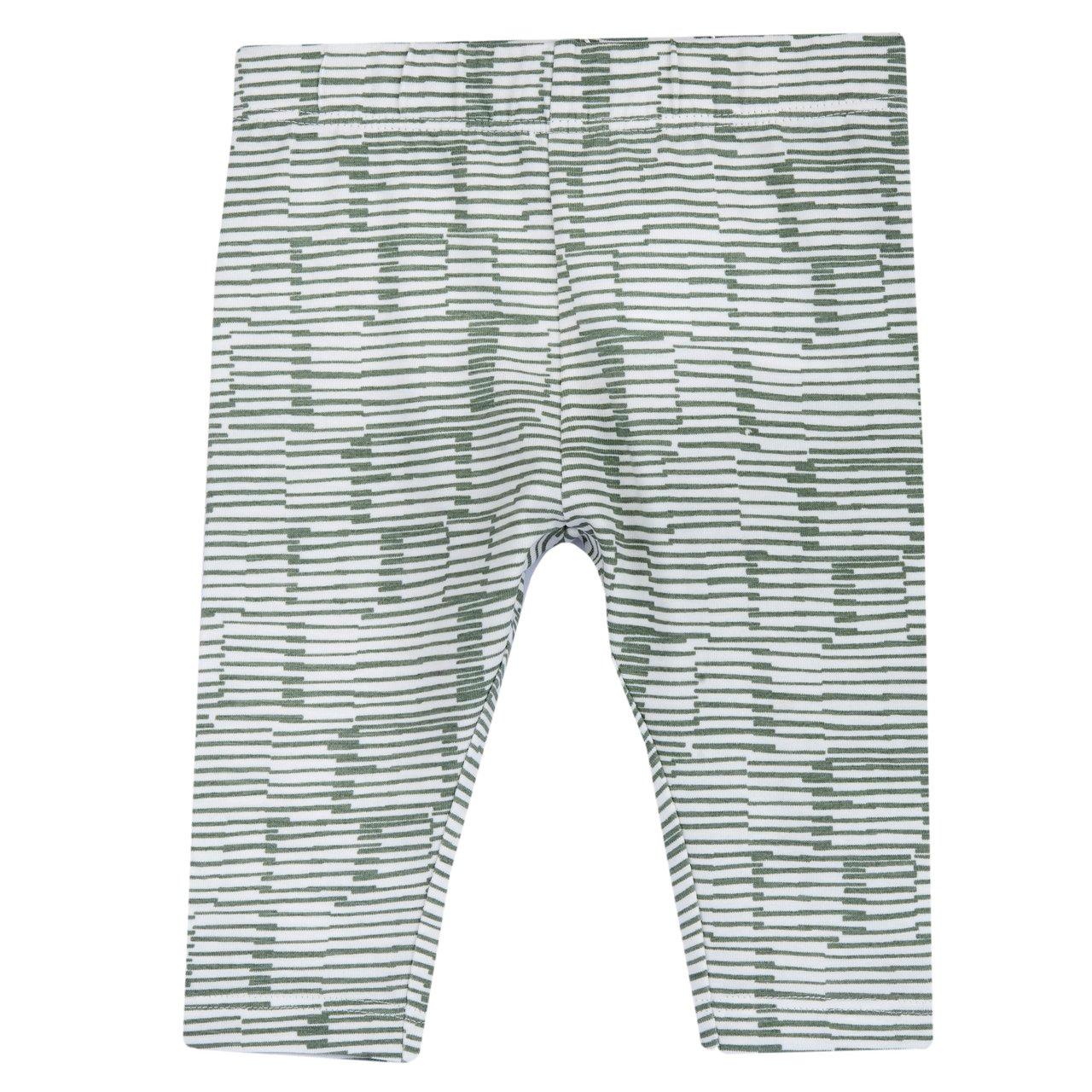 Leggings lunghi verdi per bambina Chicco con stampa a righe irregolari, in jersey elasticizzato di cotone sostenibile certificato Oeko-Tex. | Chicco