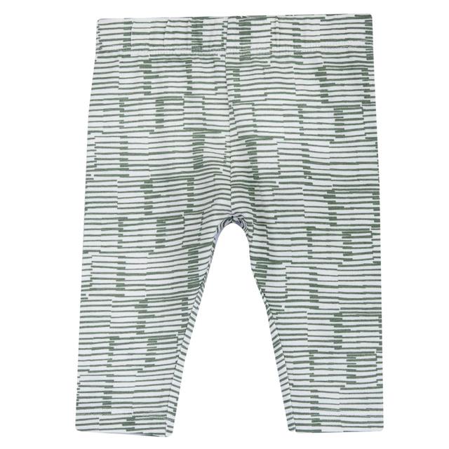 Leggings lunghi verdi per bambina Chicco con stampa a righe irregolari, in jersey elasticizzato di cotone sostenibile certificato Oeko-Tex. | Chicco