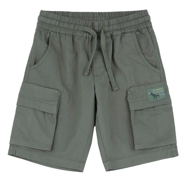 Pantaloni corti verdi in gabardine di cotone sostenibile Chicco per bambino, con vita elasticizzata e tasconi laterali. | Chicco