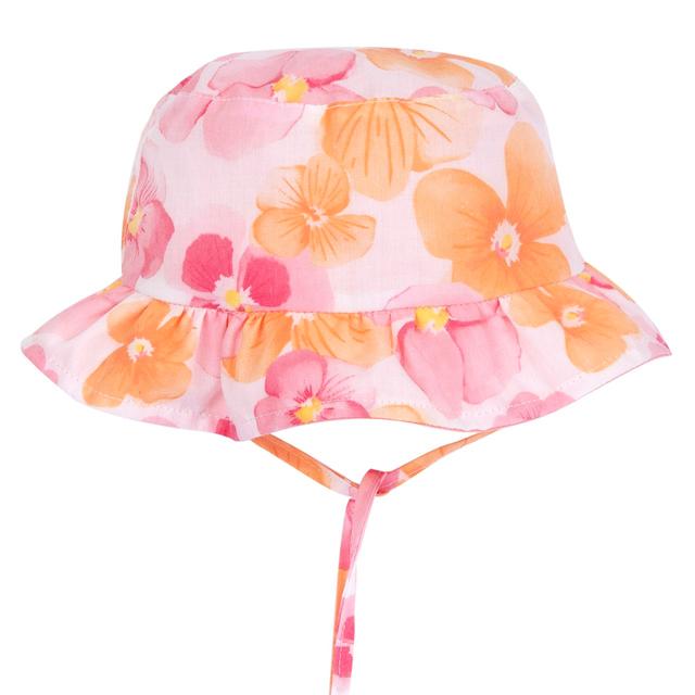 Cappello Chicco in cotone bianco per bambina con stampa fantasia violette e fiocco decorativo, ideale per primavera/estate. | Chicco