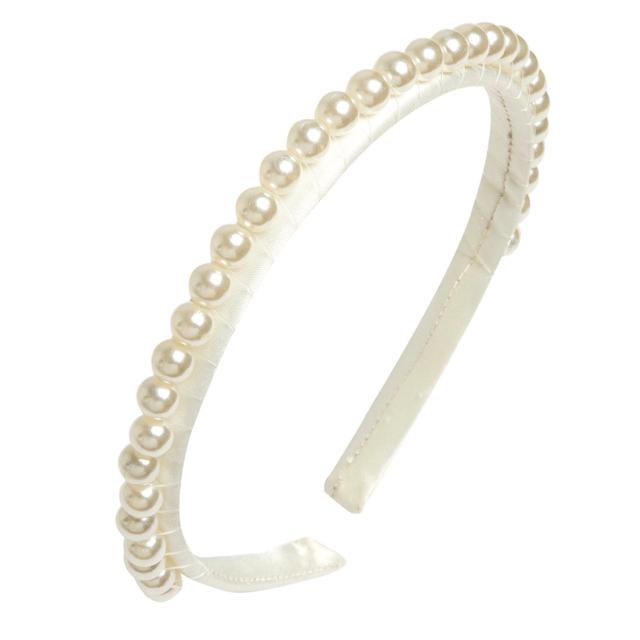 Cerchietto Chicco bianco con perline per bambina, base in raso, ideale per primavera/estate e cerimonie. | Chicco