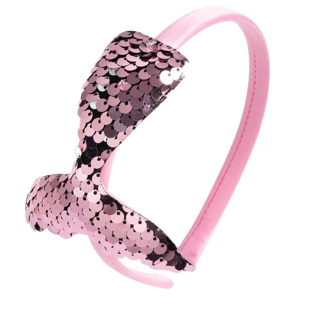 Cerchietto con fiocco di paillettes rosa, base rivestita in raso, ideale per occasioni speciali e con ottima tenuta dei capelli. | Chicco