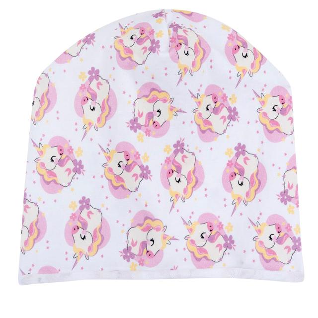 Cappello grigio mélange allungato per bambina con stampa di unicorni, in felpa elasticizzata di cotone ed elastan, ideale per primavera ed estate. | Chicco