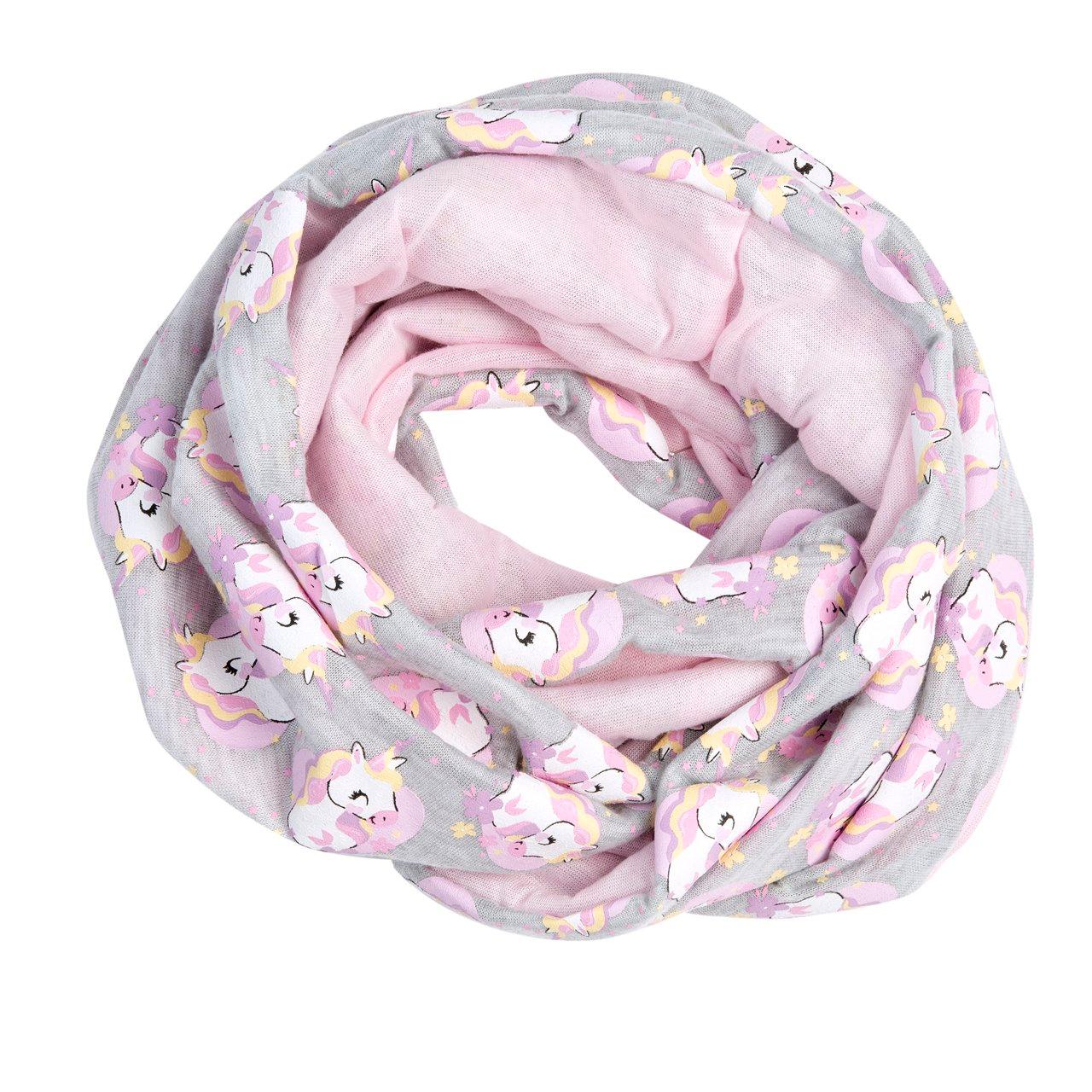 Scaldacollo ad anello reversibile Chicco per bambini con fantasia dinosauri blu e retro grigio mélange, taglia unica. | Chicco