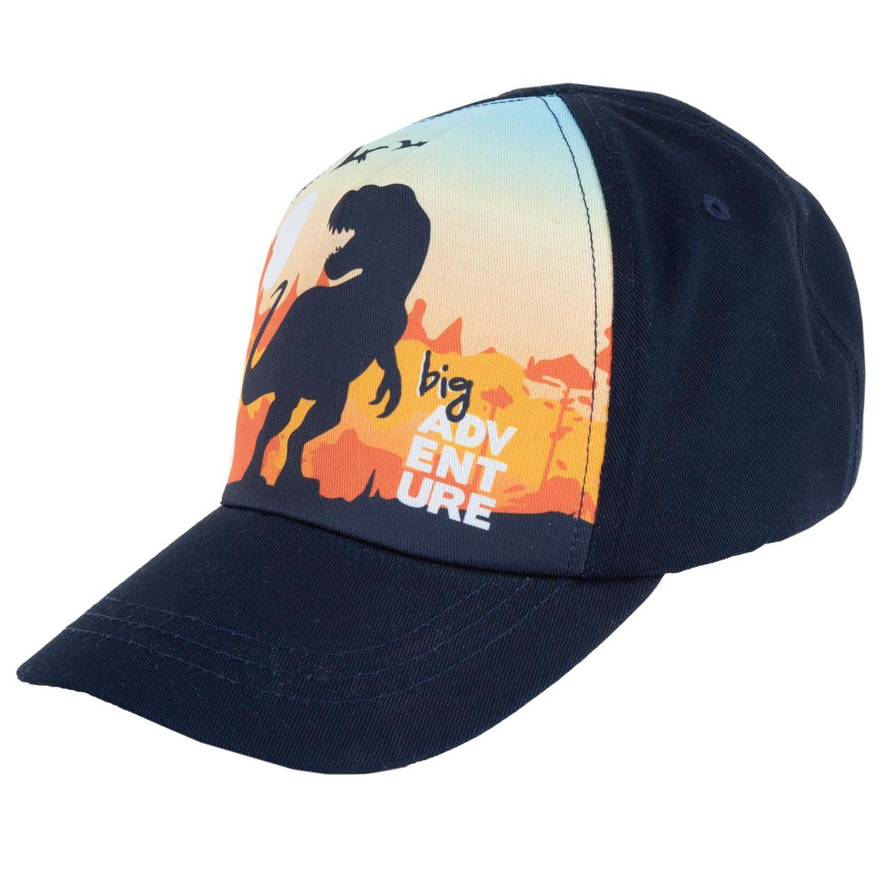 Cappello con visiera blu in twill per bambino Chicco con stampa di dinosauro al centro, ideale per primavera/estate. | Chicco