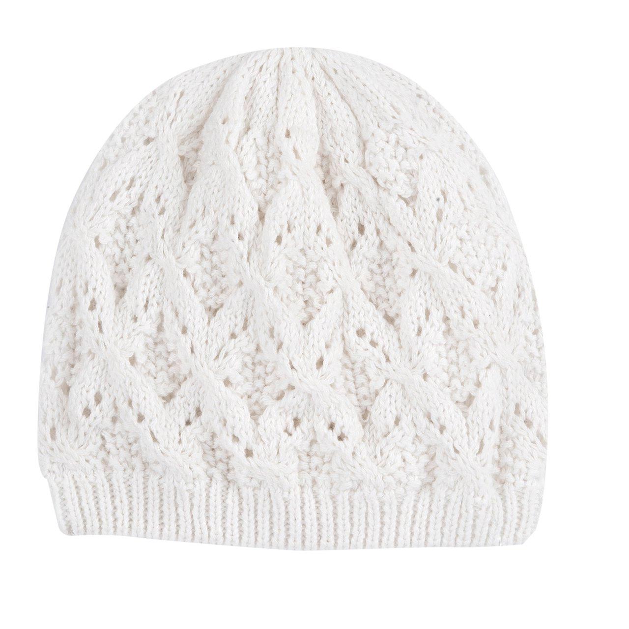 Cappello bianco in tricot per bambina Chicco, 100% cotone, con motivo jacquard, ideale per primavera/estate. | Chicco