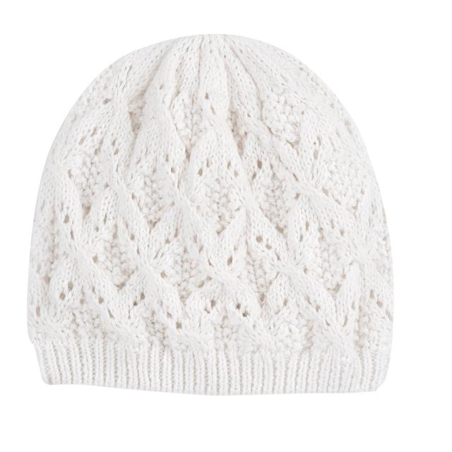 Cappello bianco in tricot per bambina Chicco, 100% cotone, con motivo jacquard, ideale per primavera/estate. | Chicco