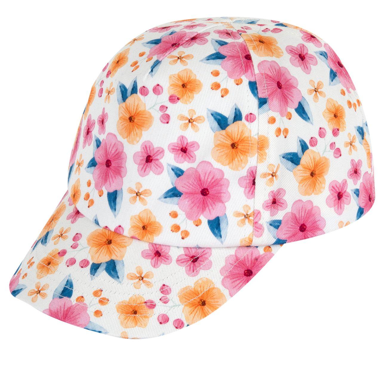 Cappello con visiera Chicco per bambina in twill multicolore con stampa floreale, ideale per primavera/estate, con regolazione sul retro. | Chicco